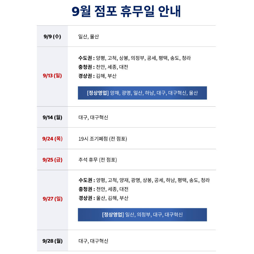 2026년 9월 넷째 주 코스트코 추석 할인 상품 정리 휴무일